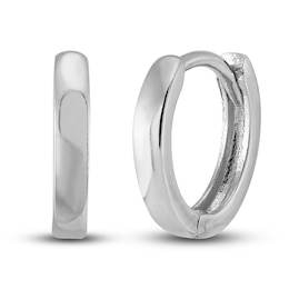 Cast Huggie Hoop Earrings 14K White Gold 9.54mm