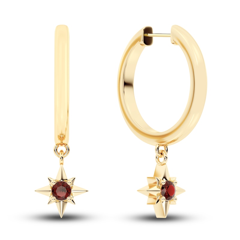 Main Image 1 of Juliette Maison Natural Garnet Starburst Drop Earrings 10K Yellow Gold