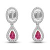 Thumbnail Image 1 of Lab-Created Ruby & White Lab-Created Sapphire Teardrop Earrings 10K White Gold
