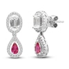 Thumbnail Image 2 of Lab-Created Ruby & White Lab-Created Sapphire Teardrop Earrings 10K White Gold