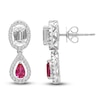 Thumbnail Image 3 of Lab-Created Ruby & White Lab-Created Sapphire Teardrop Earrings 10K White Gold