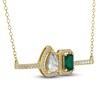 Thumbnail Image 3 of Lab-Created Emerald & White Lab-Created Sapphire Necklace 10K Yellow Gold 18"