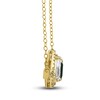 Thumbnail Image 4 of Lab-Created Emerald & White Lab-Created Sapphire Necklace 10K Yellow Gold 18"