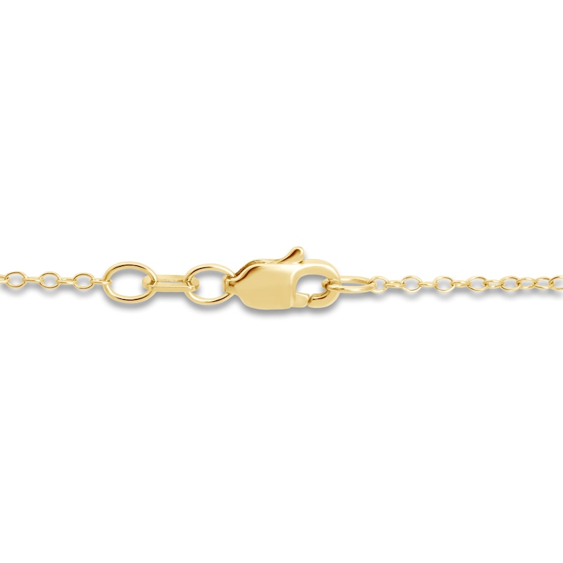 Main Image 5 of Lab-Created Emerald & White Lab-Created Sapphire Necklace 10K Yellow Gold 18"