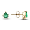 Thumbnail Image 1 of Natural Emerald Earrings 1/8 ct tw Diamonds 14K Yellow Gold