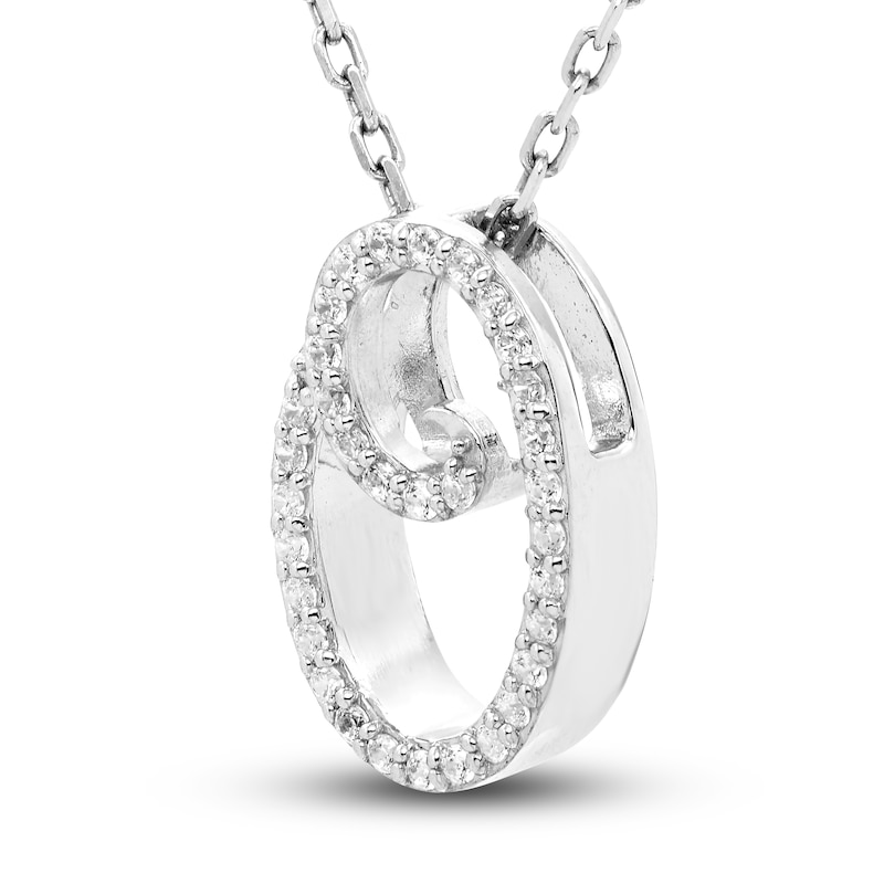Main Image 2 of Diamond Initial O Pendant Necklace 1/10 ct tw Round 10K White Gold