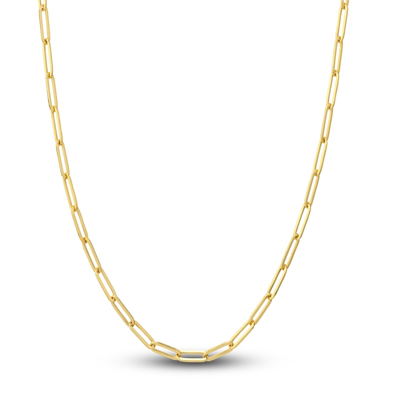Solid Paperclip Chain Necklace 18K Yellow Gold 18