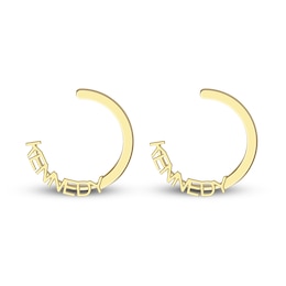Engravable High-Polish Circle Hoop Earrings Yellow Gold-Plated Sterling Silver 43mm