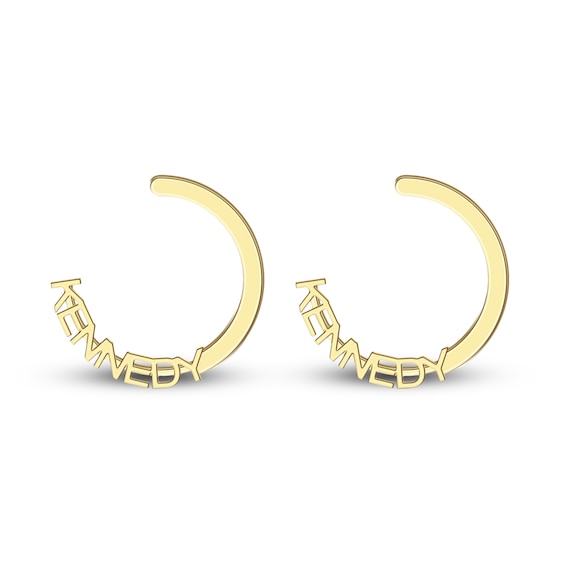 Personalized Name High-Polish Hoop Earrings Yellow Gold-Plated Sterling Silver 43mm