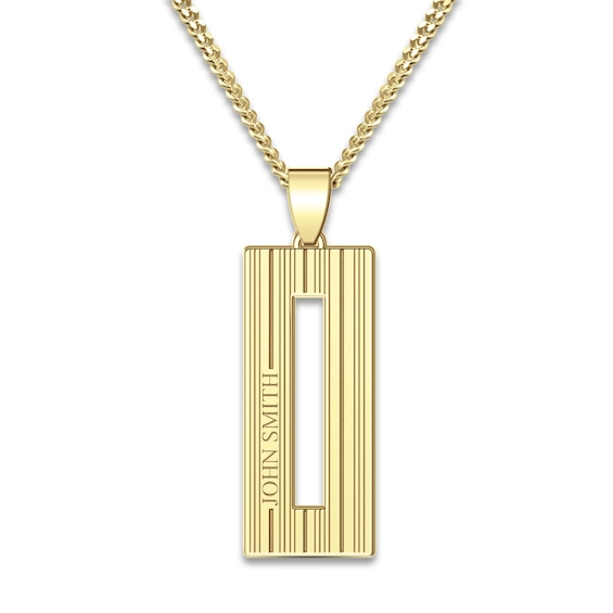 Men's Engravable Pendant Necklace Yellow Gold-Plated Sterling Silver 22"