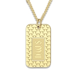 Men's Engravable Dog Tag Pendant Necklace Yellow Gold-Plated Sterling Silver 22"