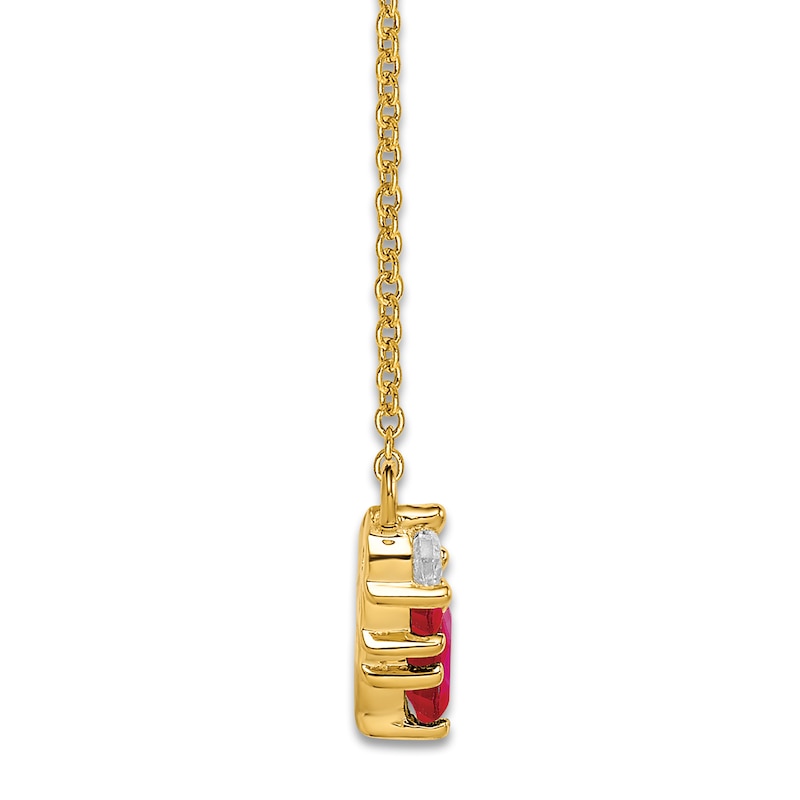 Main Image 2 of Natural Ruby Necklace 1/15 ct tw Diamonds 14K Yellow Gold 18"