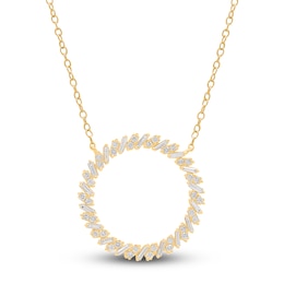Diamond Circle Necklace 1/2 ct tw Round 14K Yellow Gold 18"