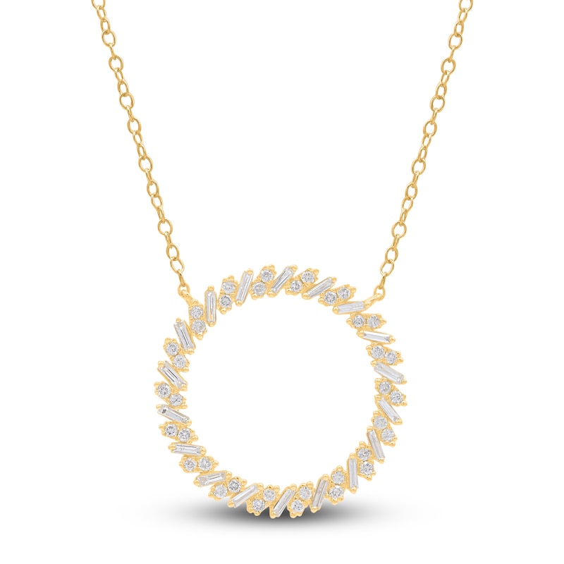 Main Image 1 of Diamond Circle Necklace 1/2 ct tw Round 14K Yellow Gold 18"