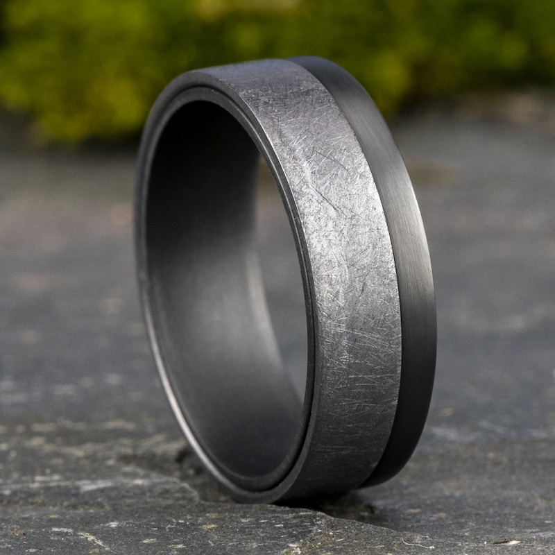 Men's Asymmetrical Swirl Band Tantalum 7.0mm