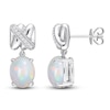 Thumbnail Image 1 of Y-Knot Natural Opal Dangle Earrings 1/15 ct tw Diamonds 14K White Gold