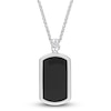Thumbnail Image 1 of Y-Knot Men's Diamond Necklace 1/20 ct tw Round Black Enamel/Sterling Silver 22"
