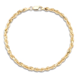 Solid Glitter Rope Bracelet 10K Yellow Gold 8.5"