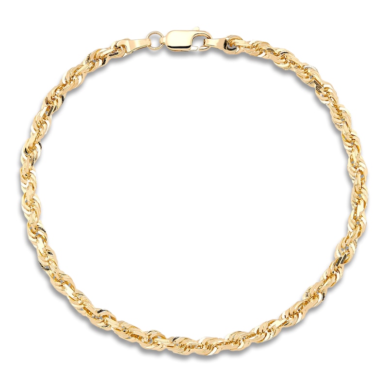 Solid Glitter Rope Bracelet 10K Yellow Gold 8.5"
