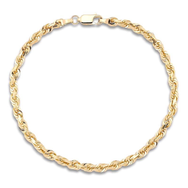 Solid Glitter Rope Bracelet 10K Yellow Gold 8.5"