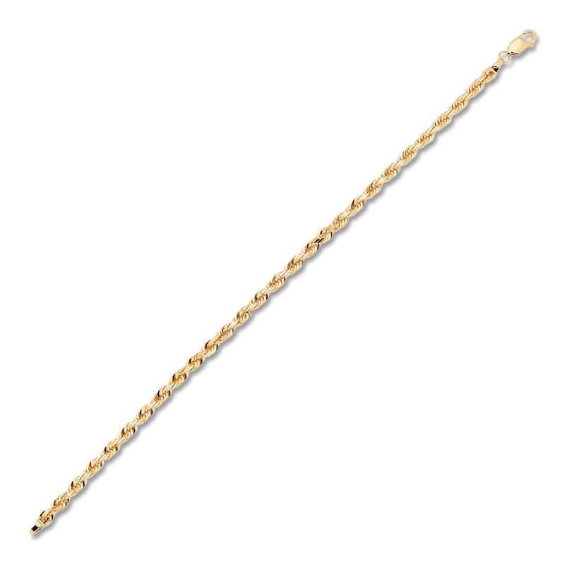 Solid Glitter Rope Bracelet 10K Yellow Gold 8.5"