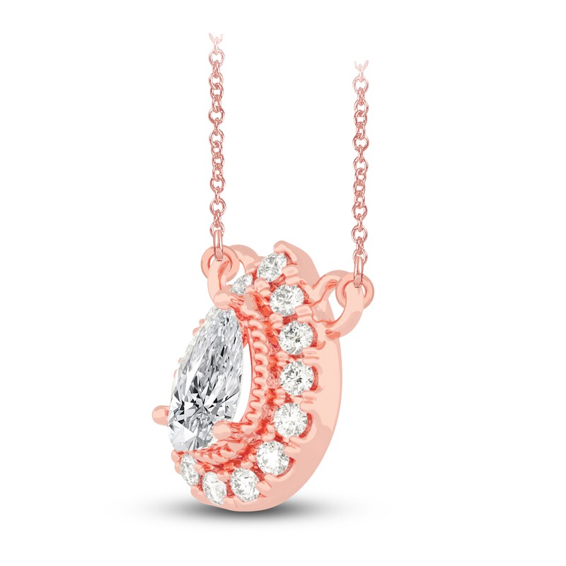 Main Image 2 of Diamond Pendant Necklace 3/8 ct tw Pear/Round 14K Rose Gold 18"