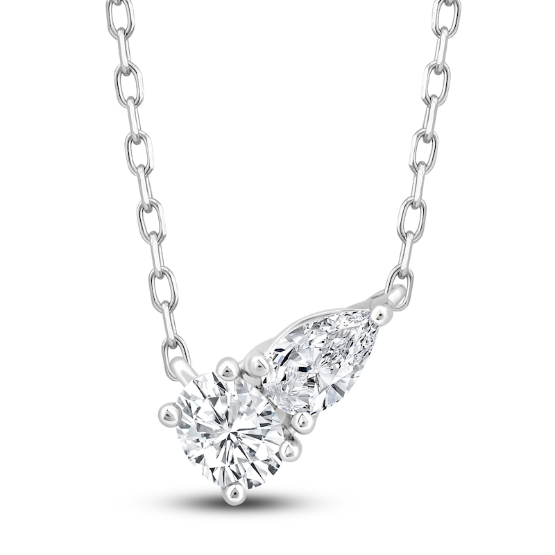 Main Image 1 of Diamond Pendant Necklace 1/2 ct tw Oval/Pear 14K White Gold 18"