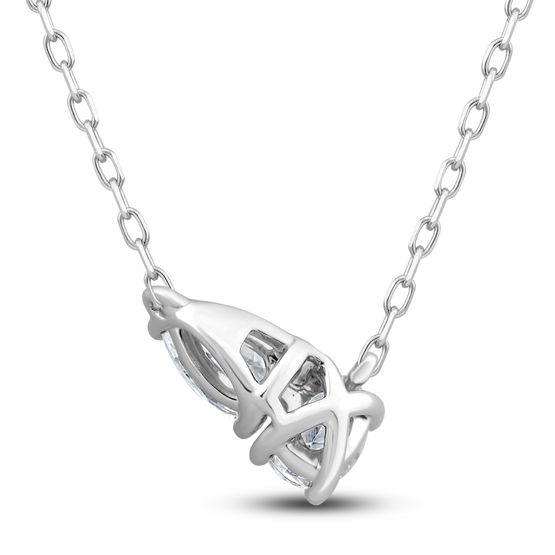 Main Image 3 of Diamond Pendant Necklace 1/2 ct tw Oval/Pear 14K White Gold 18"