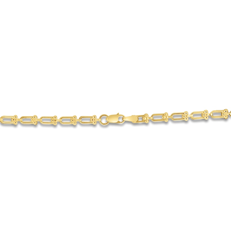 Solid Fancy Link Necklace 14K Yellow Gold 18" 3.7mm