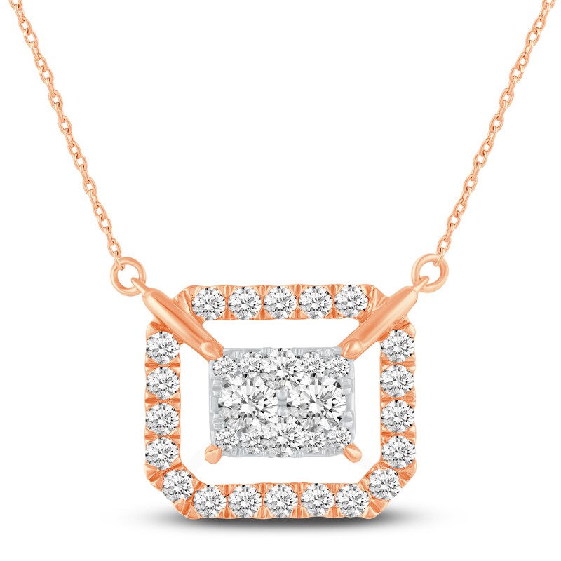 Main Image 1 of Diamond Pendant Necklace 1 ct tw Round 14K Rose Gold 17"
