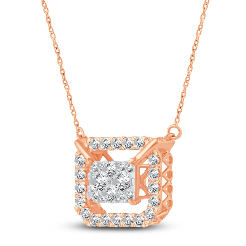 Main Image 2 of Diamond Pendant Necklace 1 ct tw Round 14K Rose Gold 17"