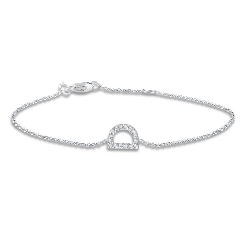 Main Image 1 of Diamond Initial D Bracelet 1/20 ct tw Round 14K White Gold 7"