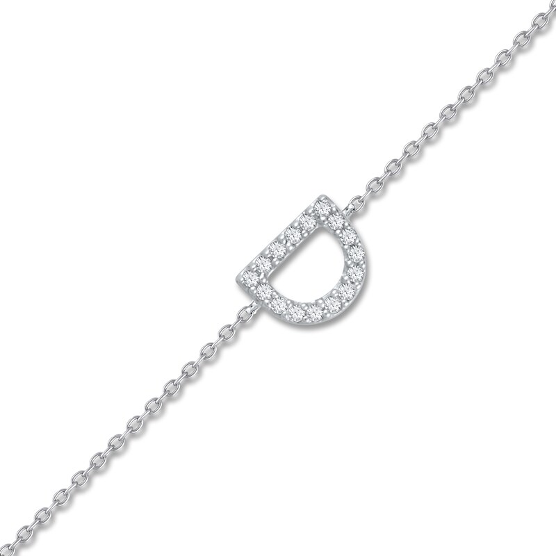 Main Image 2 of Diamond Initial D Bracelet 1/20 ct tw Round 14K White Gold 7"