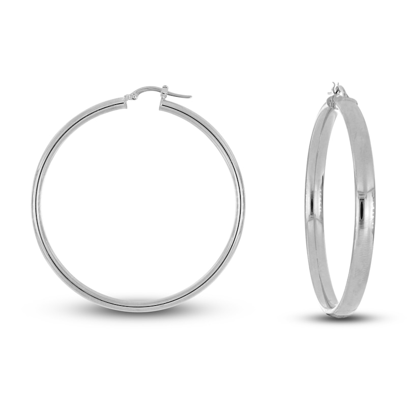 Main Image 2 of High-Polish Hoop Earrings 14K White Gold 45.0mm