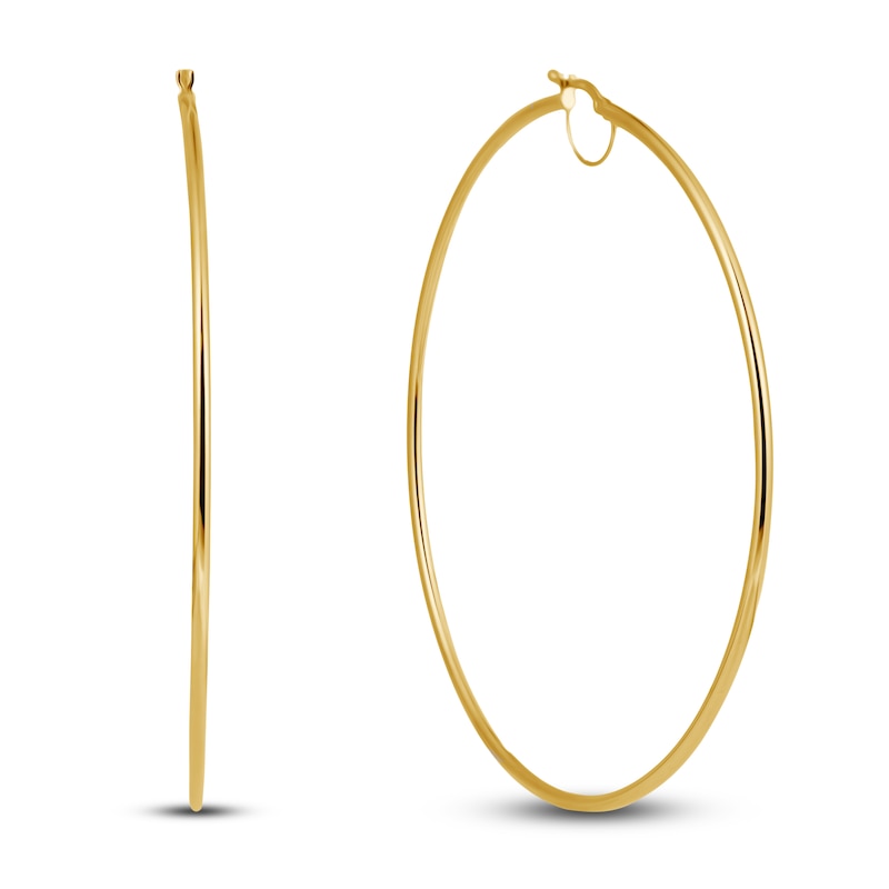Main Image 2 of High-Polish Hoop Earrings 14K Yellow Gold 75.0mm