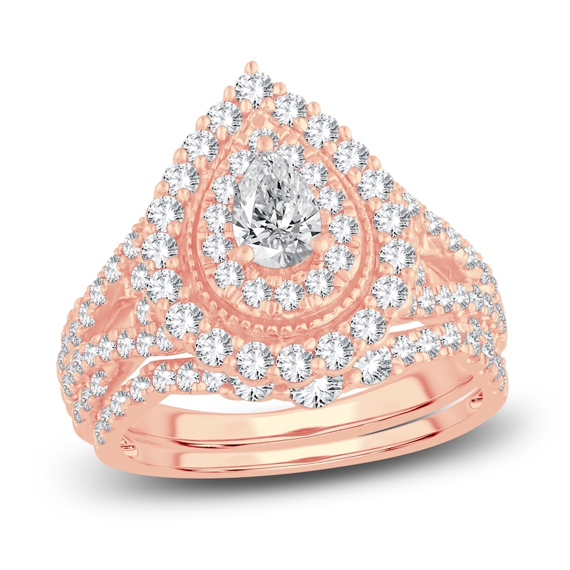 Main Image 1 of Diamond Bridal Set 1-3/4 ct tw Pear/Round 14K Rose Gold