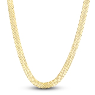 Multi-Row Bismark Chain Necklace Hollow 14K Yellow Gold 20" 7.0mm