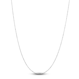 Solid Diamond-Cut Beaded Chain Necklace 14K White Gold 20&quot; 1.1mm