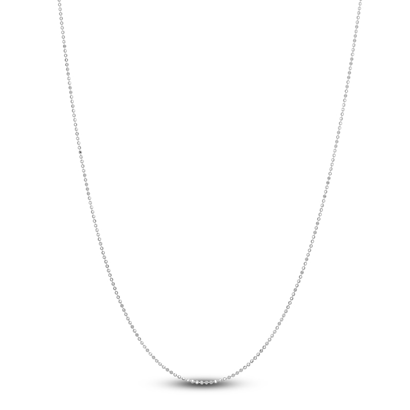 Main Image 1 of Solid Diamond-Cut Beaded Chain Necklace 14K White Gold 20" 1.1mm