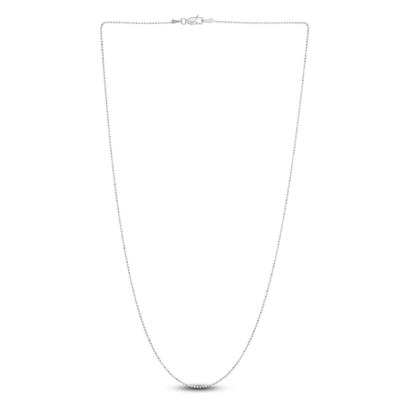 Main Image 2 of Solid Diamond-Cut Beaded Chain Necklace 14K White Gold 20" 1.1mm