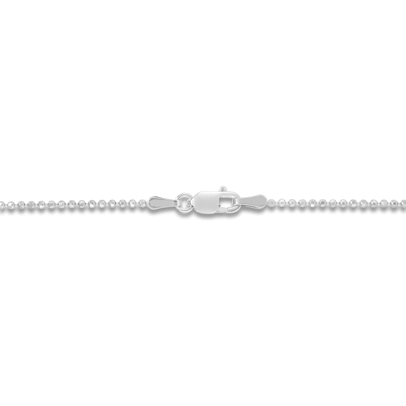 Main Image 3 of Solid Diamond-Cut Beaded Chain Necklace 14K White Gold 20" 1.1mm