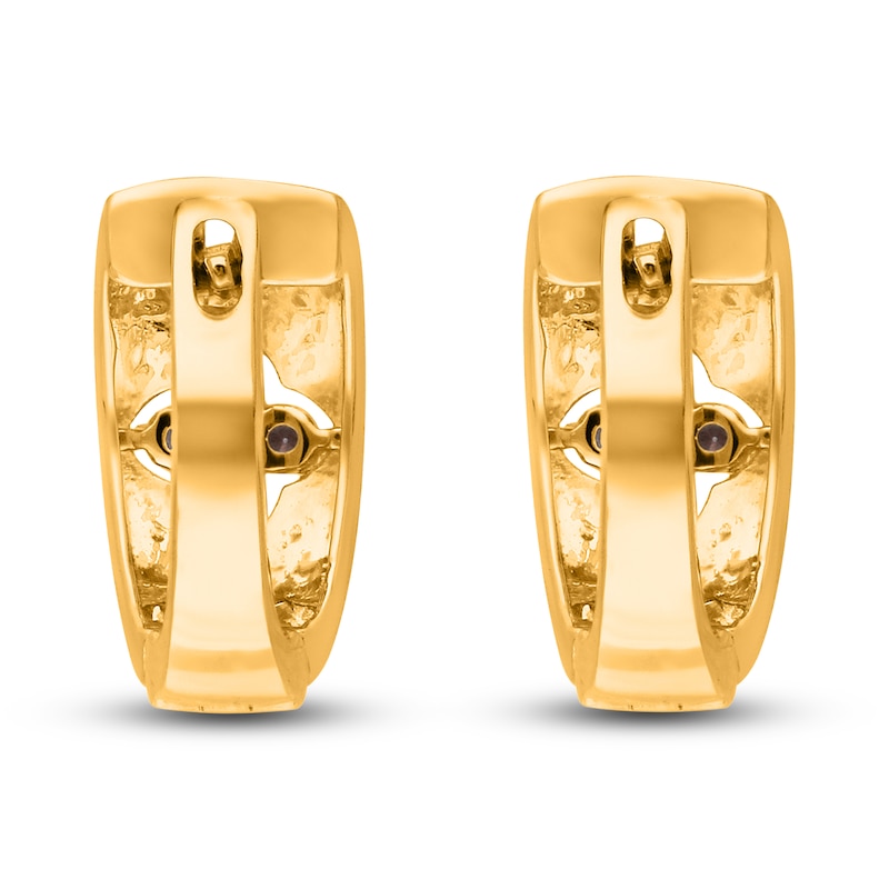 Main Image 3 of Kallati Diamond Clover Hoop Earrings 3/8 ct tw Round 14K Yellow Gold