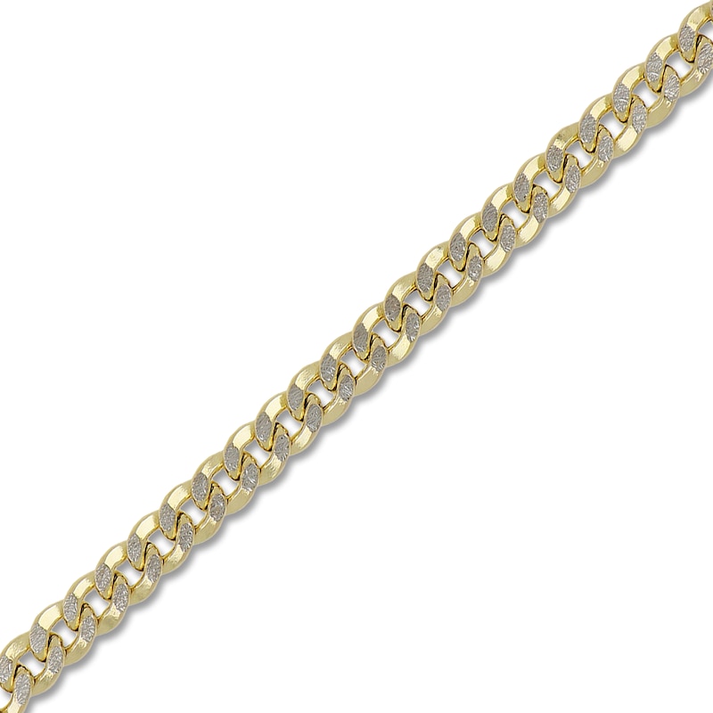 Main Image 2 of Semi-Solid Pave Curb Chain Bracelet 14K Yellow Gold 8.5" 7.8mm