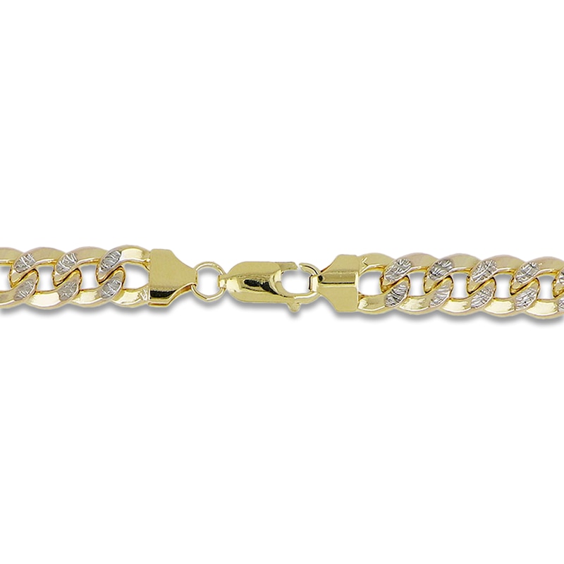 Main Image 3 of Semi-Solid Pave Curb Chain Bracelet 14K Yellow Gold 8.5" 7.8mm