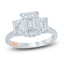 Pnina Tornai Lab-Created Diamond Engagement Ring 3-1/2 ct tw Emerald/Round 14K White Gold