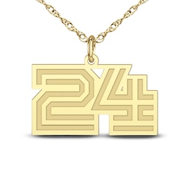 High-Polish Personalized Sport Number Pendant Necklace 14K Yellow Gold 22&quot;
