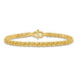 High-Polish Double Curb Chain Bracelet 24K Yellow Gold 8&quot; 4.4mm