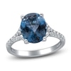 Thumbnail Image 1 of Oval-Cut Natural London Blue Topaz & Diamond Engagement Ring 1/4 ct tw 14K White Gold