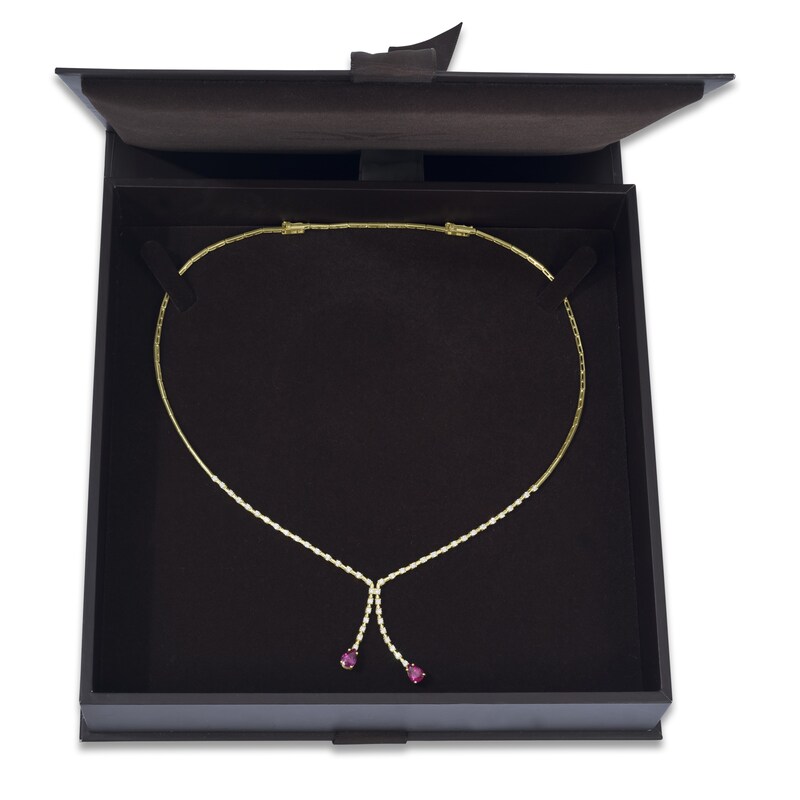 Main Image 2 of Le Vian Couture Pear-Shaped Natural Ruby Dangle Necklace 1-1/3 ct tw Diamonds 18K Honey Gold