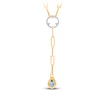 Thumbnail Image 2 of Kallati Pear-Shaped Natural Blue Topaz & Diamond Y Necklace 1/4 ct tw 14K Yellow Gold